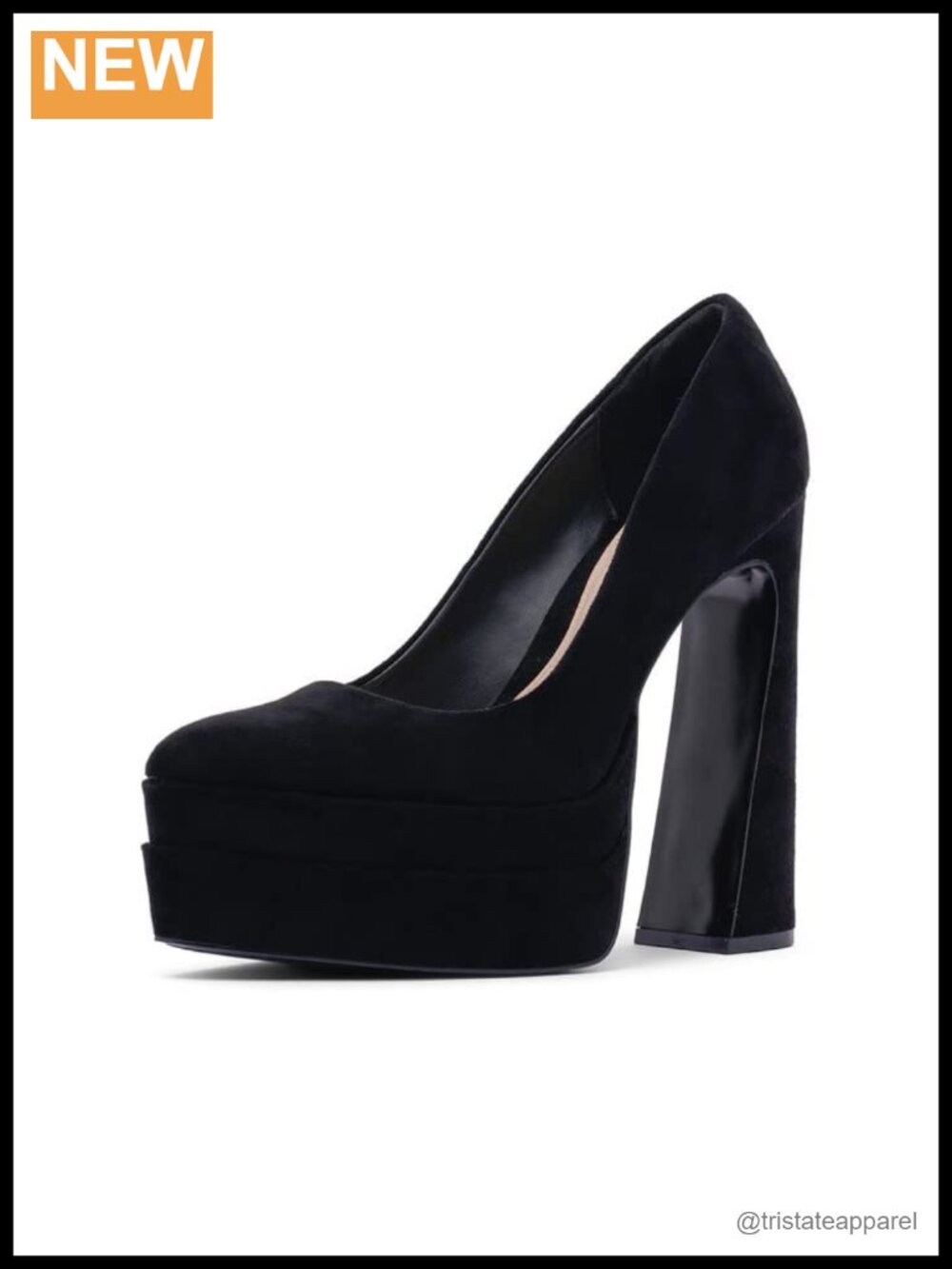Micro Suede Pointed Toe Platform Pump 110mm Block Heel Formal
